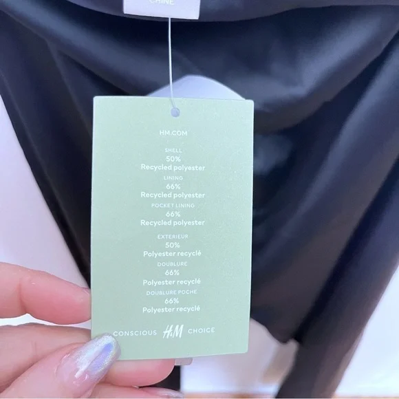 H&M Black Satin Asymmetrical One Shoulder Rhinestone Jeweled Strap Jumpsuit NWT - Picture 14 of 14